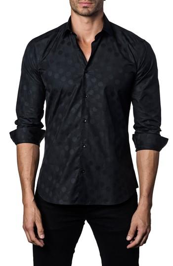 Men's Jared Lang Dot Print Sport Shirt - Black