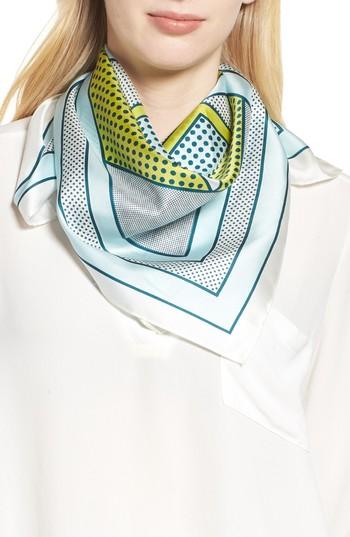 Women's Echo Bayside Geo Square Silk Scarf, Size - Blue