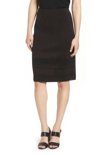 Women's Ming Wang Stripe Knit Skirt - Brown