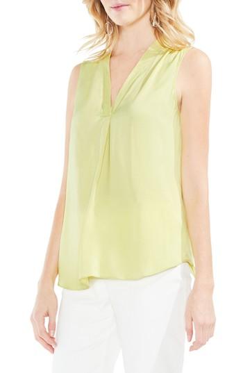 Women's Vince Camuto Sleeveless V-neck Rumple Blouse, Size - Green