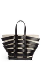 Paco Rabanne Cage Leather & Canvas Tote - Black