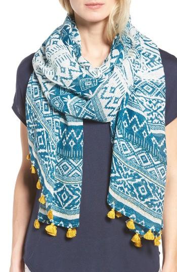 Women's Caslon Savannah Stamp Print Scarf, Size - Blue/green