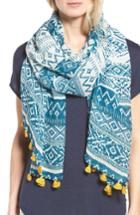 Women's Caslon Savannah Stamp Print Scarf, Size - Blue/green
