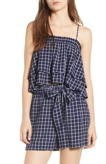 Women's Bp. Plaid Tiered Tank, Size - Blue