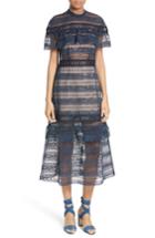 Women's Self-portrait Ruffle Sleeve Lace Midi Dress