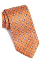 Men's Nordstrom Men's Shop Floral Medallion Silk Tie, Size - Orange