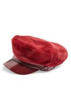 Women's Topshop Faux Fur Baker Boy Cap - Burgundy