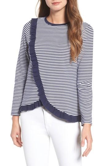 Women's Halogen Ruffle Wrap Top, Size - Blue