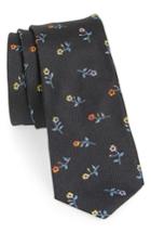 Men's Paul Smith Classic Flower Silk Skinny Tie, Size - Black