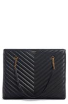 Saint Laurent Jumbo Tribeca Quilted Calfskin Leather Tote - Black