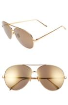 Women's Linda Farrow 64mm Aviator Sunglasses - Matte Yellow Gold