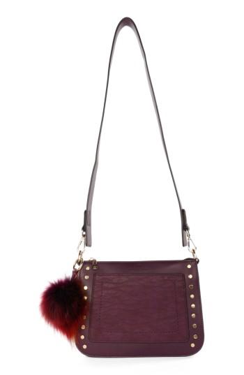 Celine Dion Pizzicato Faux Leather Shoulder Bag - Purple