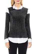 Women's Vince Camuto Mix Media Brushed Jersey Top - Grey