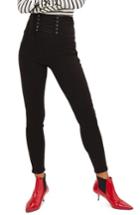 Women's Topshop Jamie Corset High Waist Skinny Jeans X 30 - Black