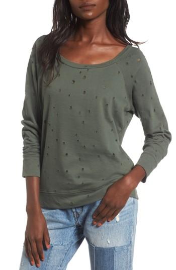 Women's Love, Fire Holey Sweatshirt - Green