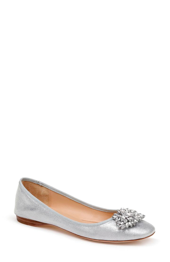 Women's Badgley Mischka Pippa Crystal Foldable Flat M - Metallic