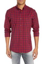 Men's Nordstrom Men's Shop Tech-smart Slim Fit Plaid Sport Shirt, Size - Red