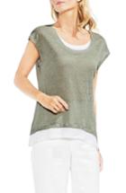 Women's Vince Camuto Layered Look Scoop Neck Tee, Size - Green