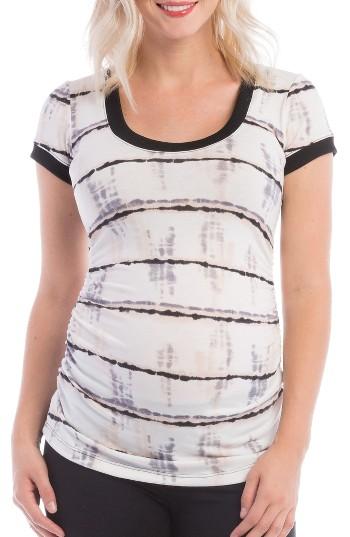 Women's Lilac Clothing Hailey Stripe Maternity Tee - White