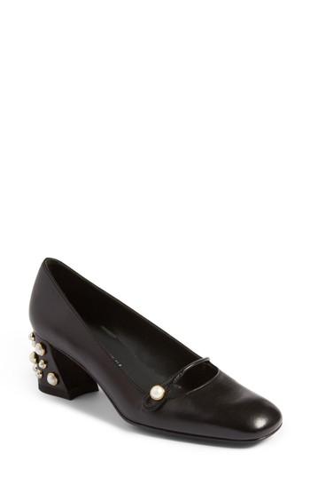 Women's Stuart Weitzman Pearlstrap Pump .5 M - Black