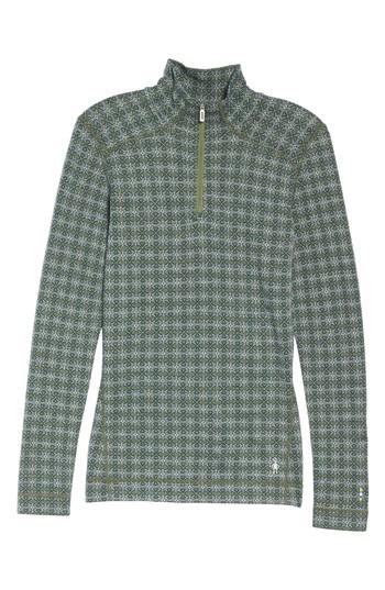 Women's Smartwool Merino 250 Base Pattern Layer Quarter Zip Top - Green