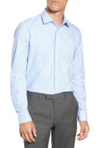 Men's Nordstrom Men's Shop Tech-smart Trim Fit Check Dress Shirt .5 - 32/33 - Blue