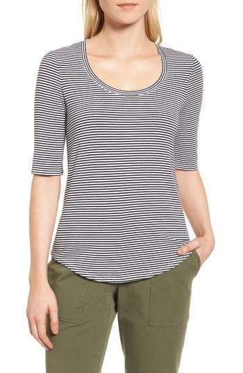 Women's Nordstrom Signature Stripe Scoop Neck Tee - Blue