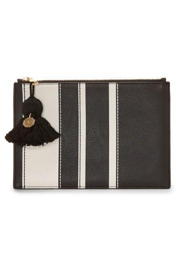 Louise Et Cie Melle Metallic Leather Tassel Pouch - Black