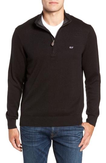 Men's Vineyard Vines Palm Beach Quarter-zip Sweater - Black