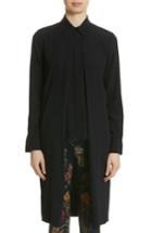 Women's Rosetta Getty Split Front Stretch Silk Shirt - Black