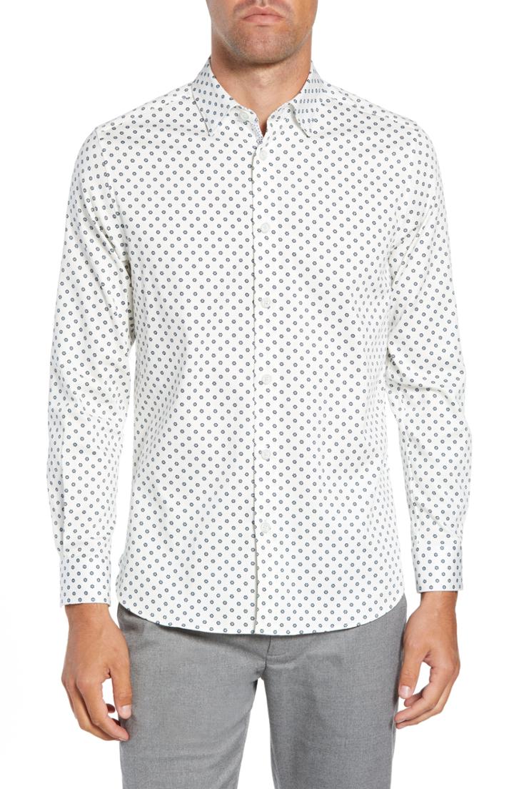 Men's Ted Baker London Geo Flower Sport Shirt (m) - White