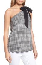 Women's Halogen One-shoulder Stretch Cotton Top - Black