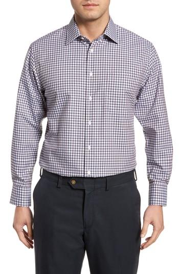 Men's Nordstrom Men's Shop Traditional Fit Non-iron Check Dress Shirt 34/35 - Brown