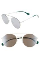 Men's Fendi 54mm Round Sunglasses - White