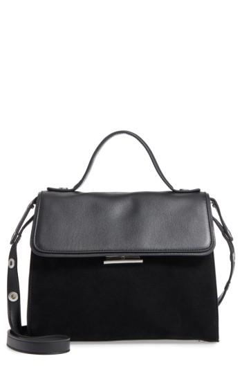 Treasure & Bond Top Handle Suede & Leather Satchel - Black