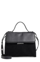 Treasure & Bond Top Handle Suede & Leather Satchel - Black