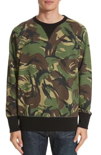 Men's Rag & Bone Camo Sweatshirt, Size - Green