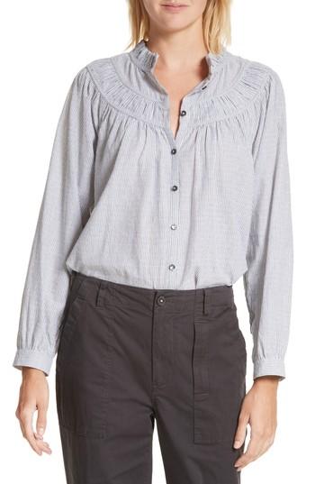 Women's La Vie Rebecca Taylor Stripe Long Sleeve Ruffle Shirt