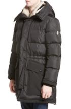 Men's Moncler Loic High Neck Down Coat With Genuine Shearling Trim - Black