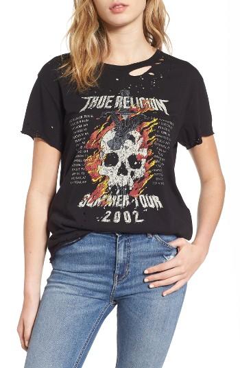 Women's True Religion Brand Jeans Skull Tour Tee - Black