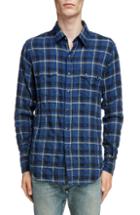 Men's Saint Laurent Classic Fit Check Western Shirt - Blue