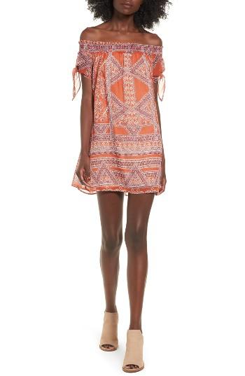 Women's Speechless Tie Sleeve Off The Shoulder Dress - Orange