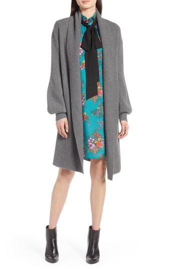 Women's Halogen Blouson Sleeve Long Cashmere Cardigan /small - Grey