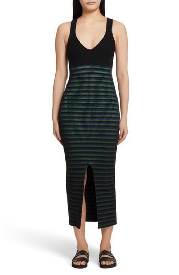 Women's Opening Ceremony Ribbed Stripe Midi Dress - Black