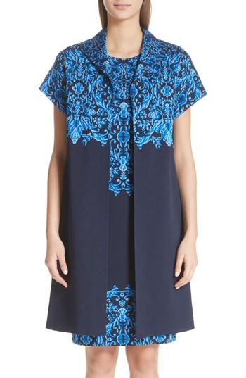 Women's St. John Collection Cool Tones Brocade Knit Jacket - Blue
