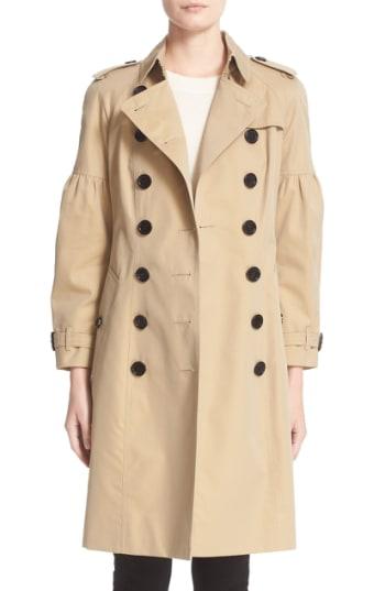 Women's Burberry Redhill Puff Sleeve Cotton Trench - Beige