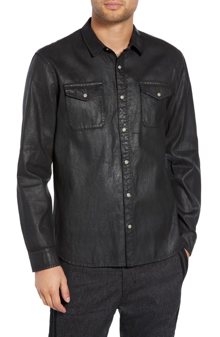 Men's John Varvatos Star Usa Coated Denim Shirt, Size - Black