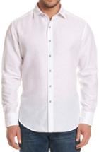 Men's Robert Graham Cyprus Classic Fit Linen & Cotton Sport Shirt - White