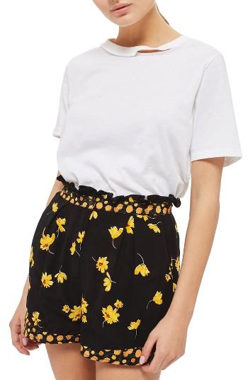 Women's Topshop Floral Shorts Us (fits Like 0) - Black