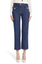 Women's Valentino V-detail Straight Crop Jeans - Blue